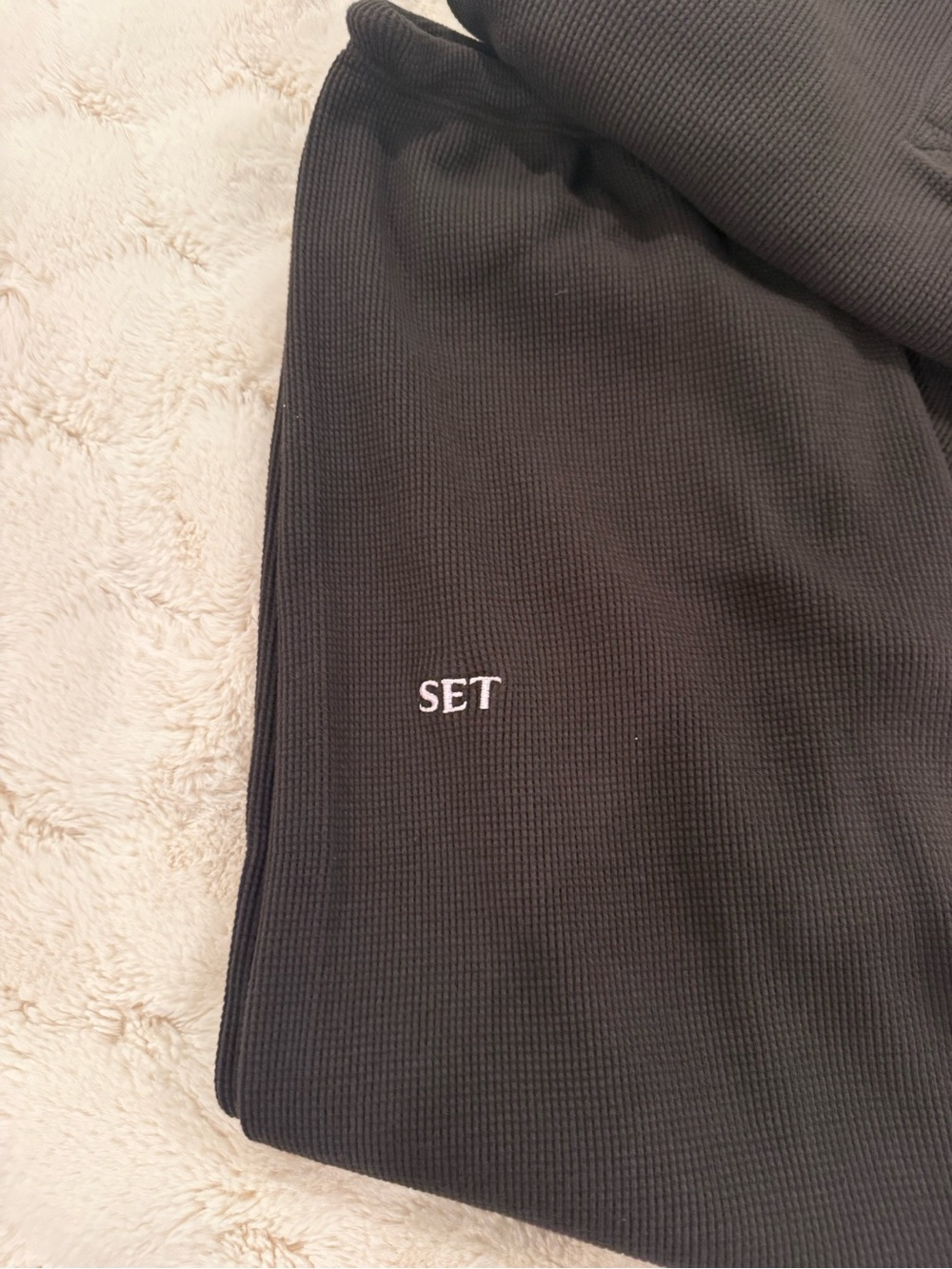 SET Active Black Ribbed Crew Henley Sweater Set - Picture 2 of 4